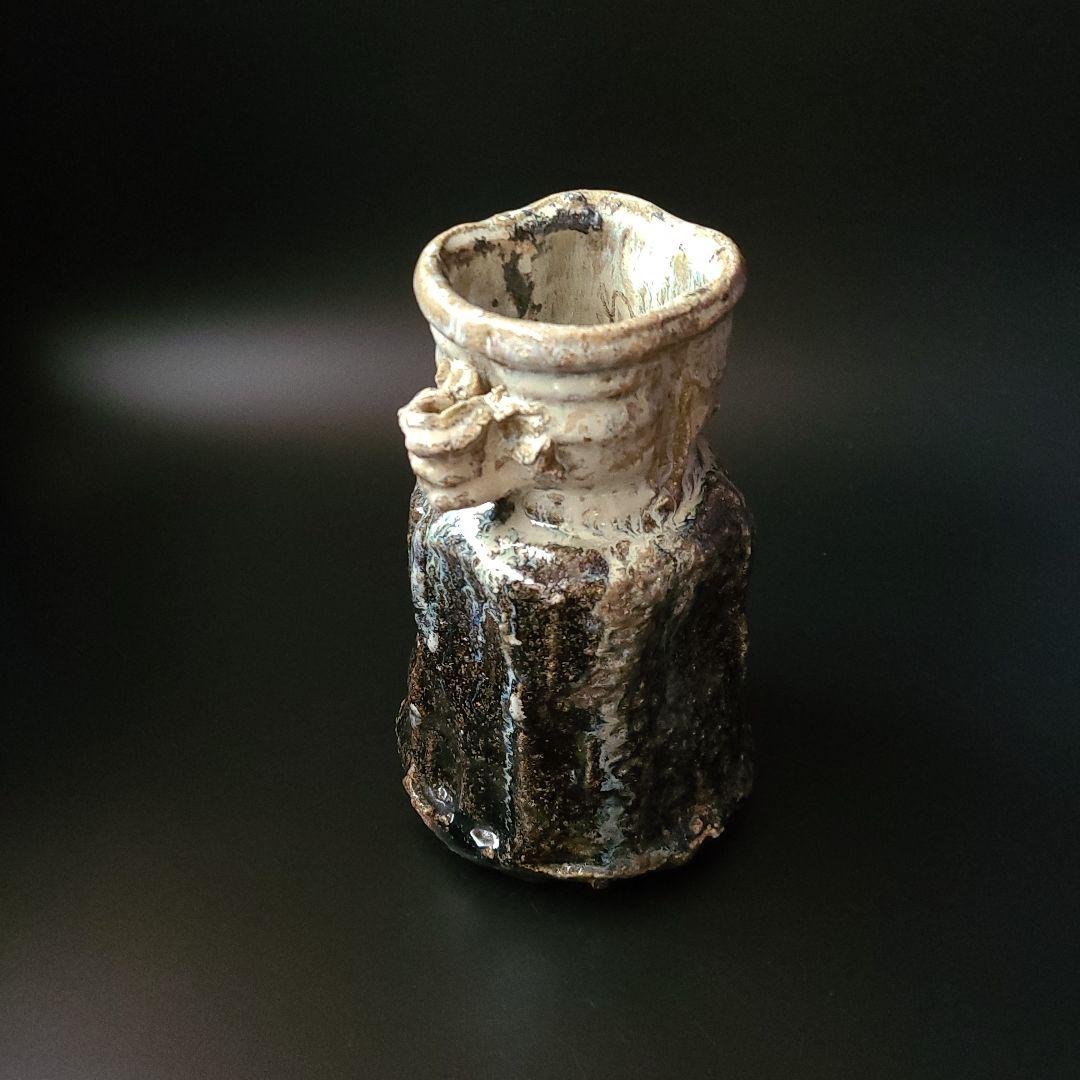 茶道具 朝鮮唐津 耳付 花入 浜本洋好 共箱 陶芸 花生 花器 からつ