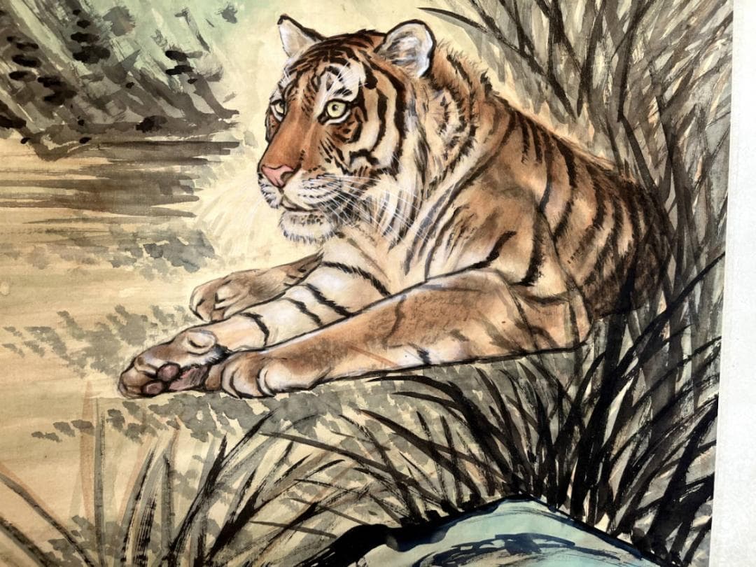 掛軸■猛虎 光正 絹本 肉筆 日本画 古美術 時代物 骨董品■⑯