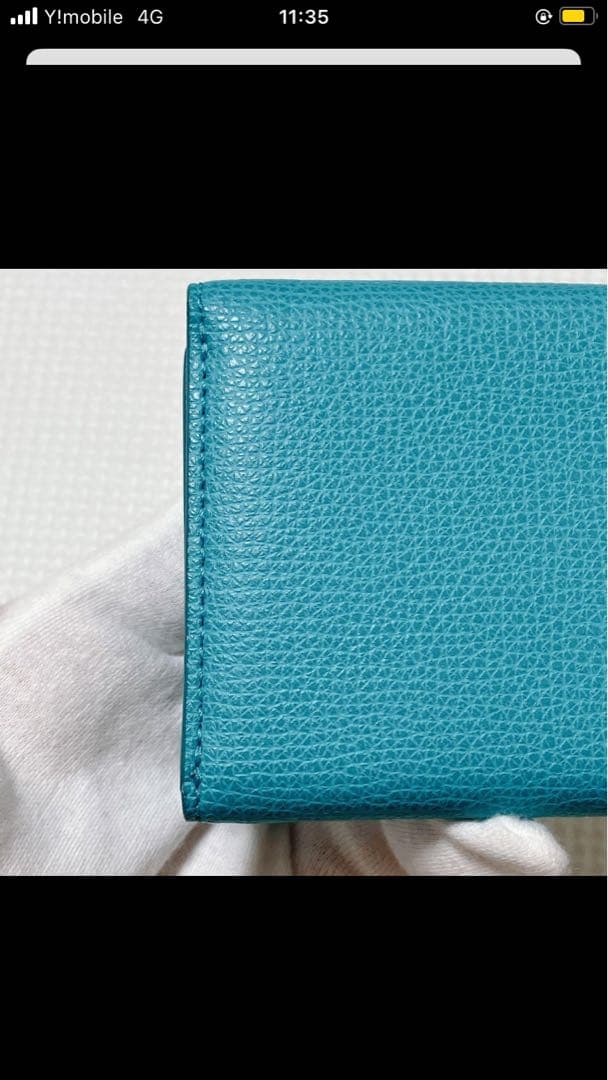 未使用　agnes b. アニエスベー レザー三つ折り財布　ターコイズ