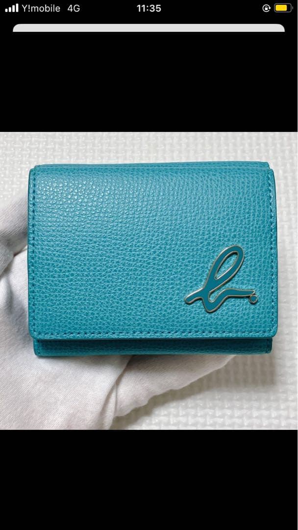 未使用　agnes b. アニエスベー レザー三つ折り財布　ターコイズ