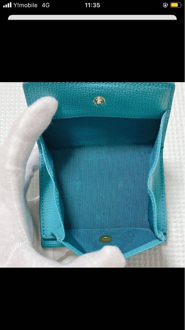 未使用　agnes b. アニエスベー レザー三つ折り財布　ターコイズ