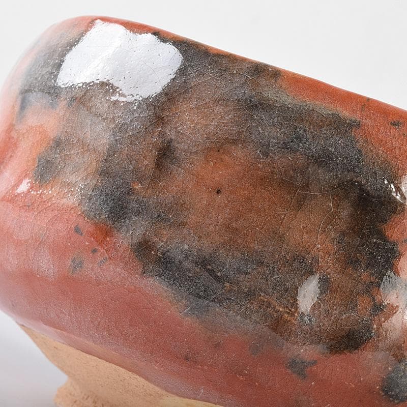 十四代　楽吉左衛門　覚入作　赤楽茶碗　銘「露霜」　即中斎極め箱　M　R8068