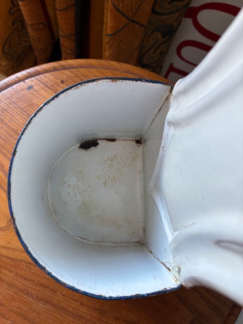 フランス　アンティーク　ホーロー　壁掛け　ブラシホルダー　ホワイト　小物収納レア