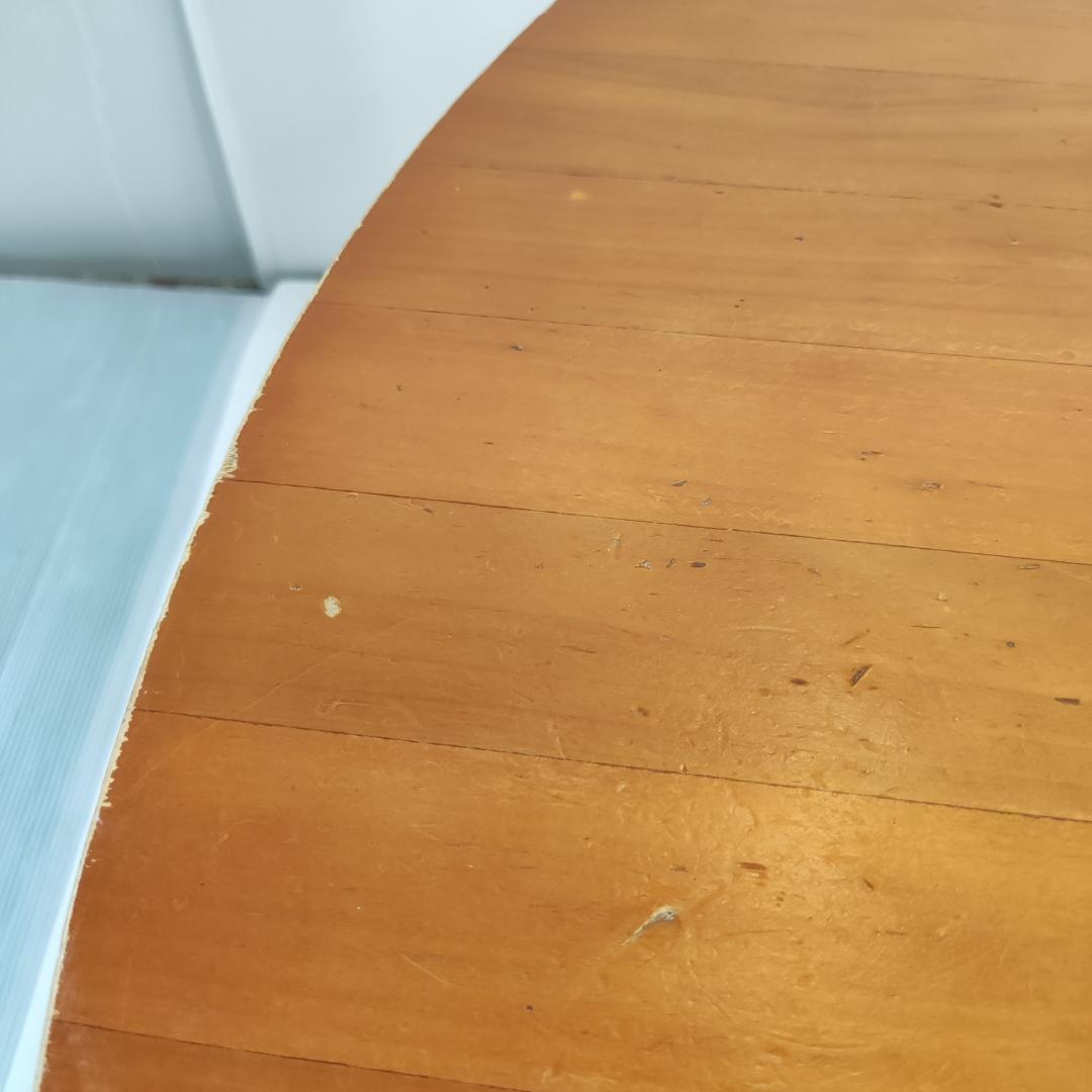 ちゃぶ台　レトロ　木製　円形座卓　茶色　小傷あり