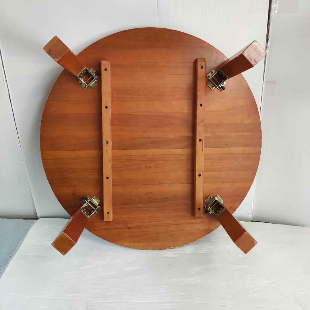 ちゃぶ台　レトロ　木製　円形座卓　茶色　小傷あり