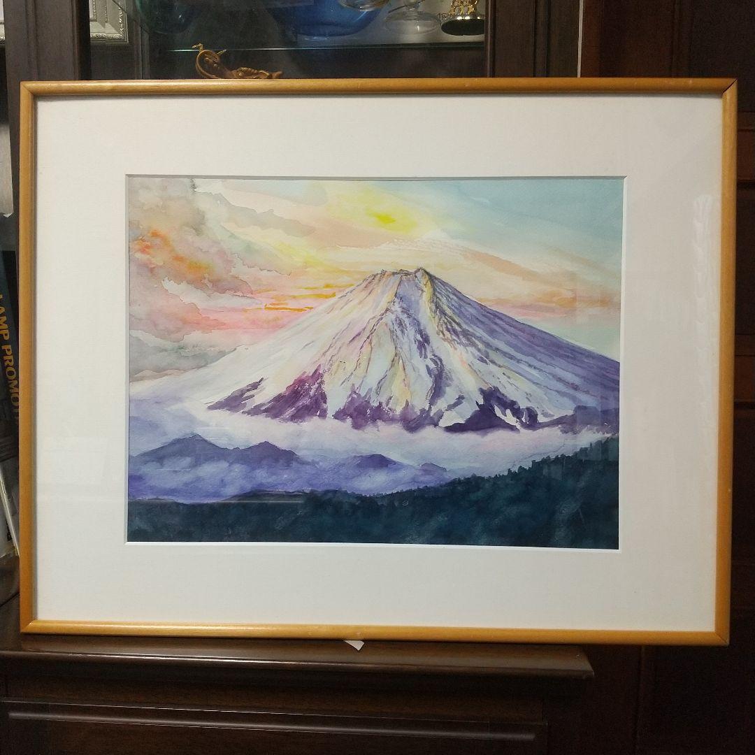 朝焼けの富士  F6額縁560×440mm