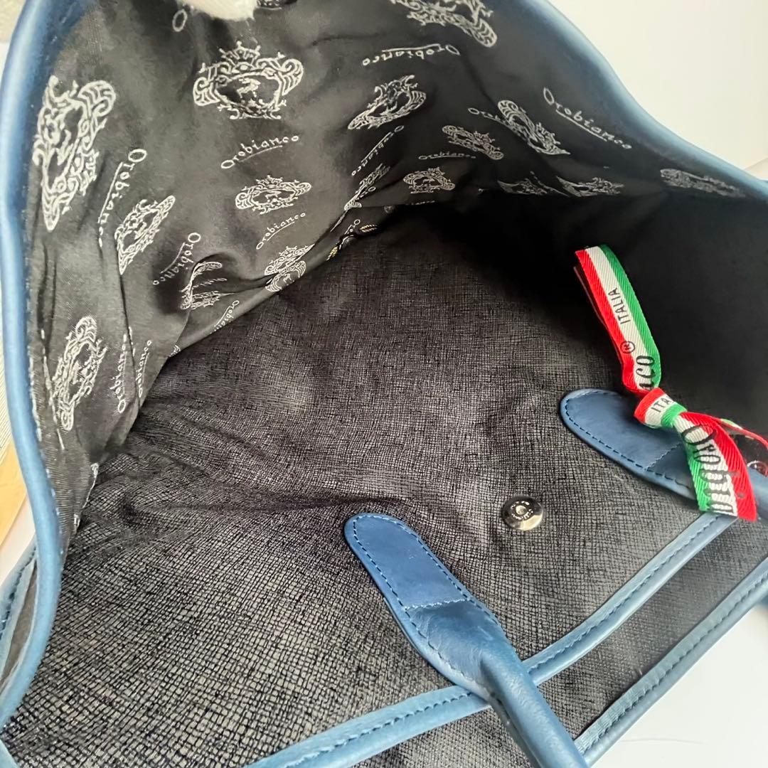✨未使用級✨　Orobianco 　レザー　ビジネスバッグ　ネイビー