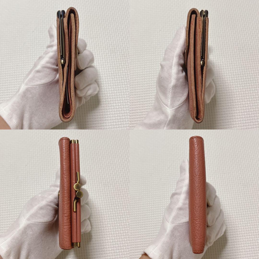 極美品　IL BISONTEイルビゾンテ レザーがま口三つ折り財布　ジャム