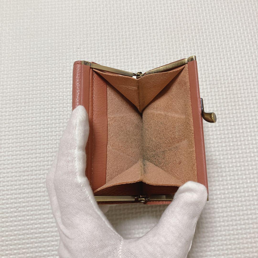 極美品　IL BISONTEイルビゾンテ レザーがま口三つ折り財布　ジャム