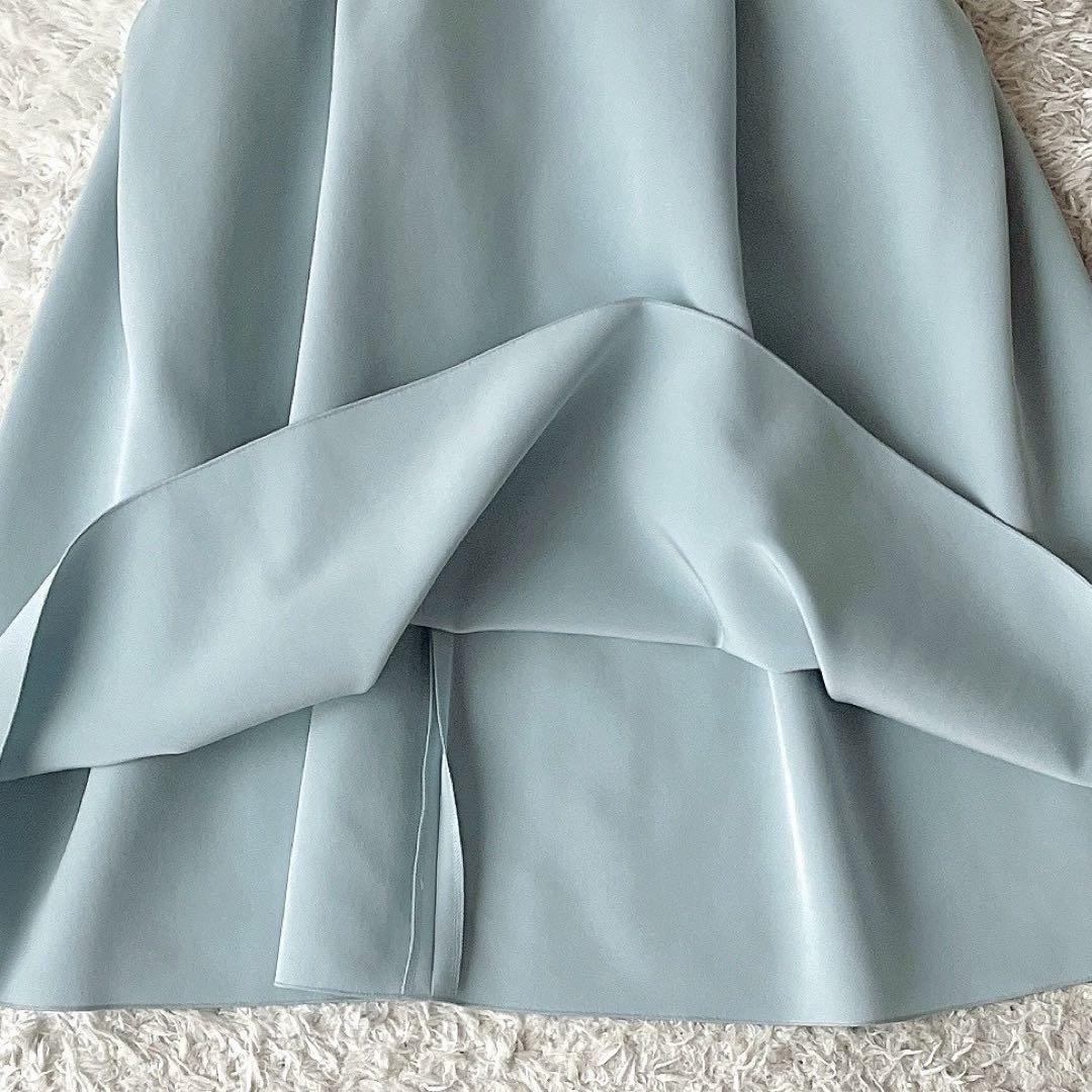 【美品】フォクシー フレアスカート イリプスフレアー ライトブルーAライン膝丈
