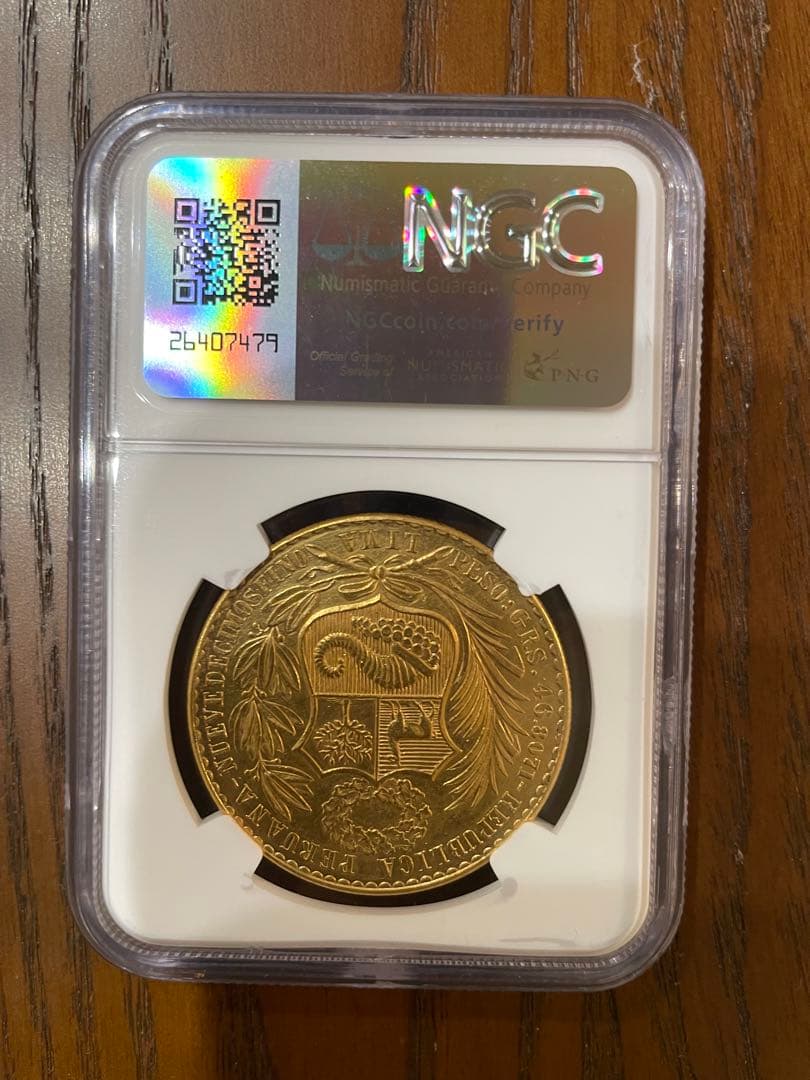 1953 ペルー 100 ソル 金貨 NGC-AU Details