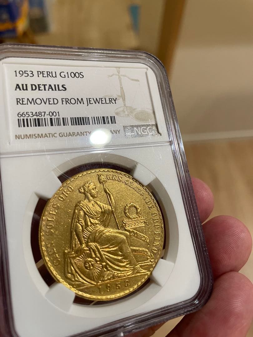 1953 ペルー 100 ソル 金貨 NGC-AU Details