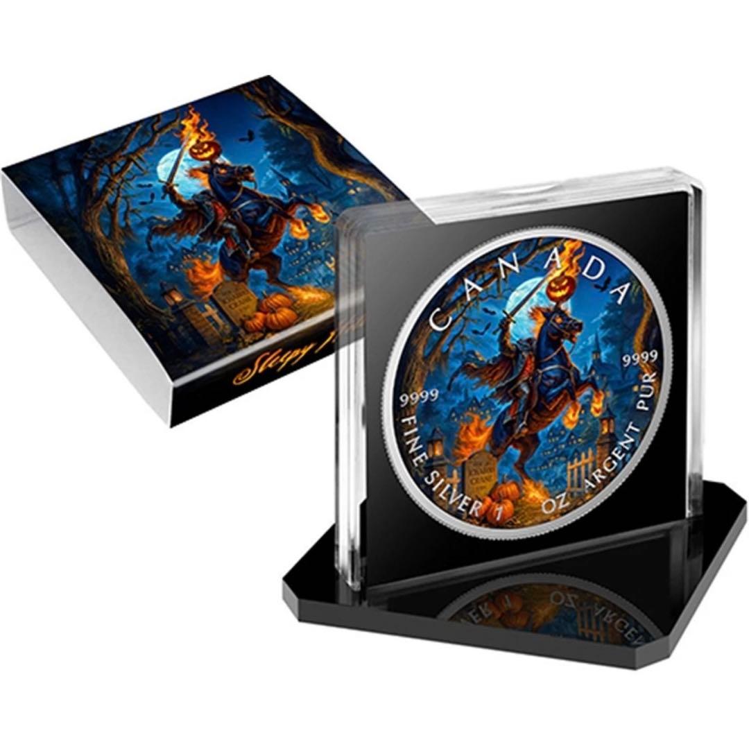 メイプルリーフ 銀貨 カラー ハロウィンナイト 黒台座付き 1オンス 1oz