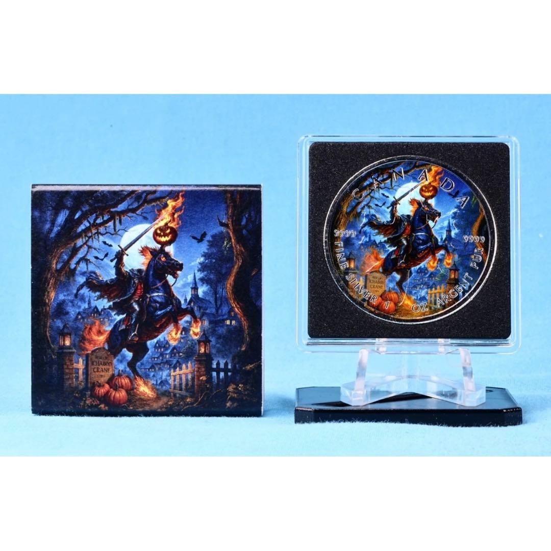 メイプルリーフ 銀貨 カラー ハロウィンナイト 黒台座付き 1オンス 1oz