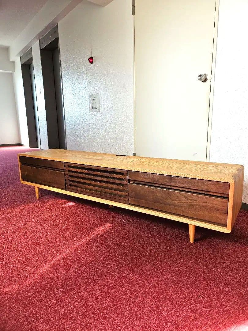 すみっこ 北欧 タモ＆ウォルナット無垢材 収納TVボード 幅180cm