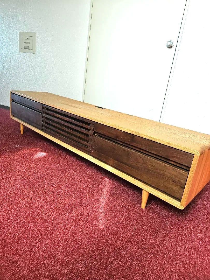 すみっこ 北欧 タモ＆ウォルナット無垢材 収納TVボード 幅180cm