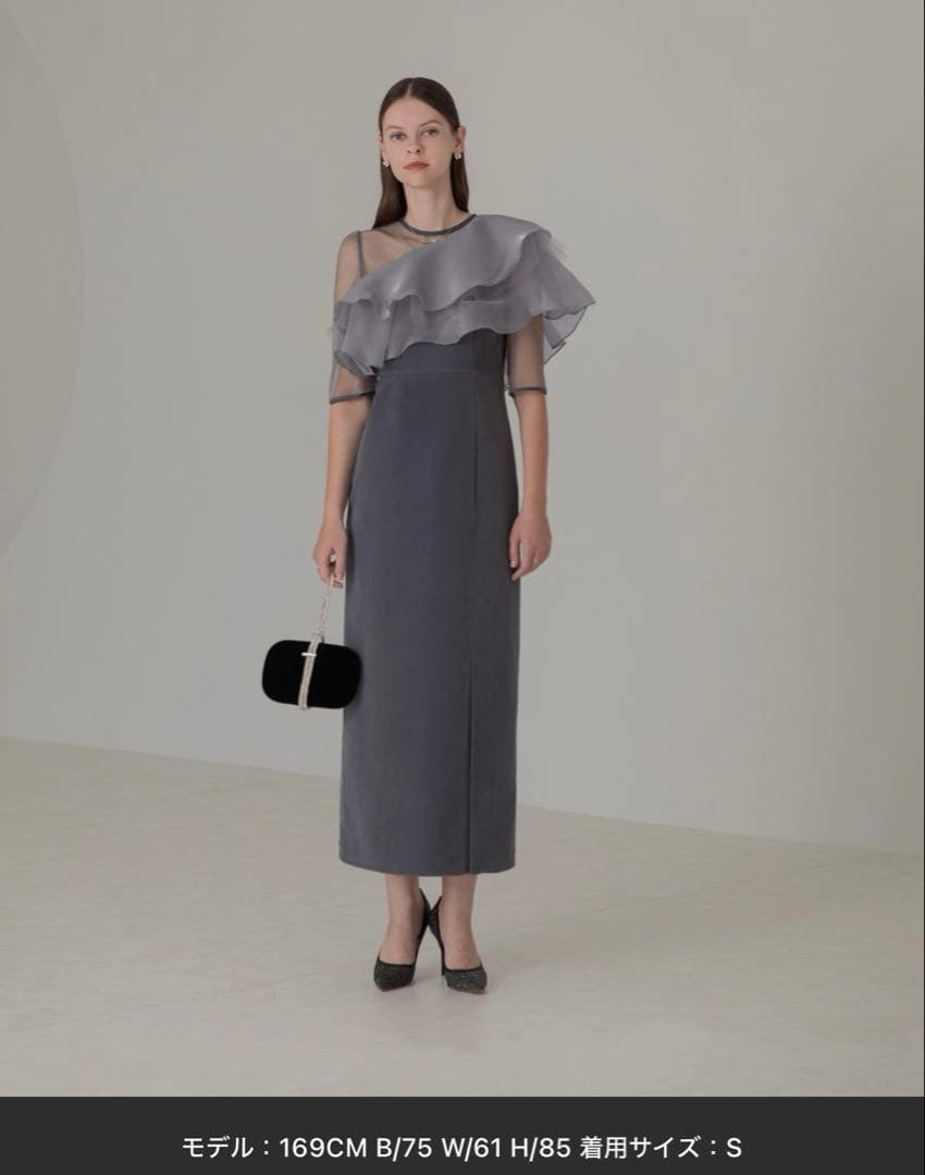 値下げ【LEJA】アシンメトリーティアードフリル3WAYベロアIラインドレス　S