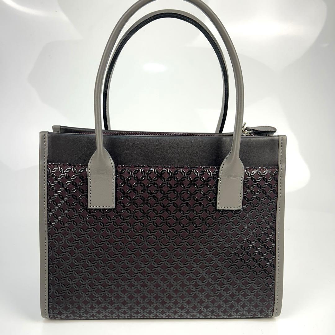 【未使用級】印傳屋　ハンドバッグ　手提げ　甲州印伝　上原勇七　和装　鹿革　あずき