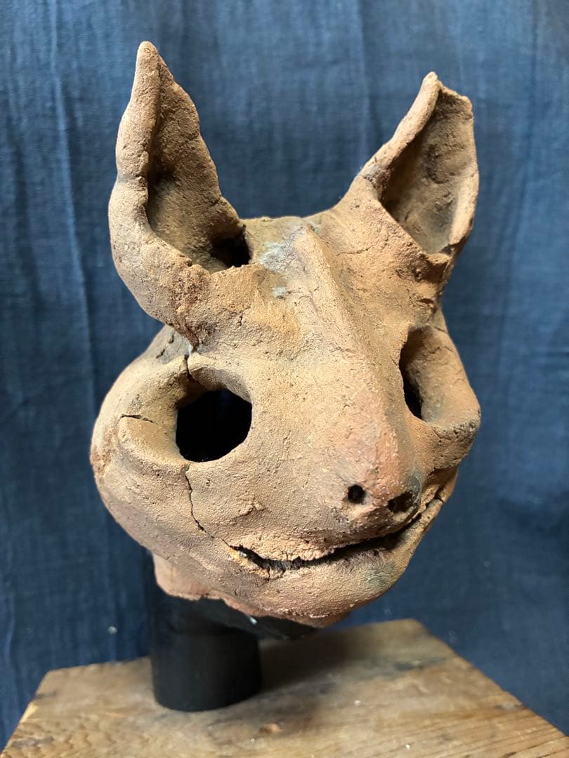 ムササビ埴輪　頭部　動物埴輪　出土　伝千葉県成田市　古墳時代　縄文　発掘品