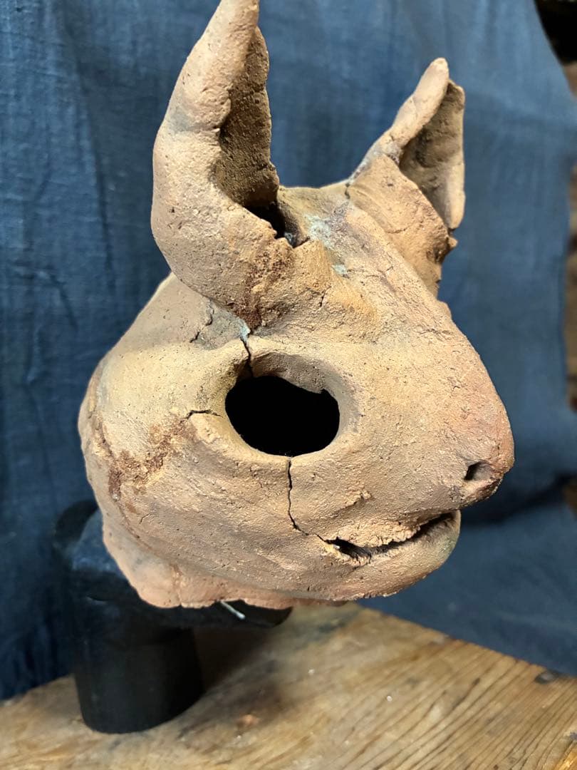 ムササビ埴輪　頭部　動物埴輪　出土　伝千葉県成田市　古墳時代　縄文　発掘品