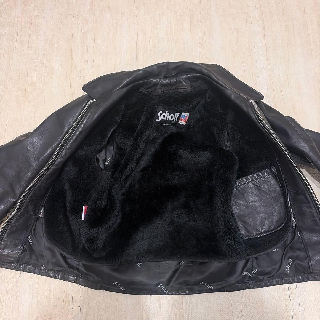 品番 Schott 643 レザー シングルライダース 34 ボアライナー