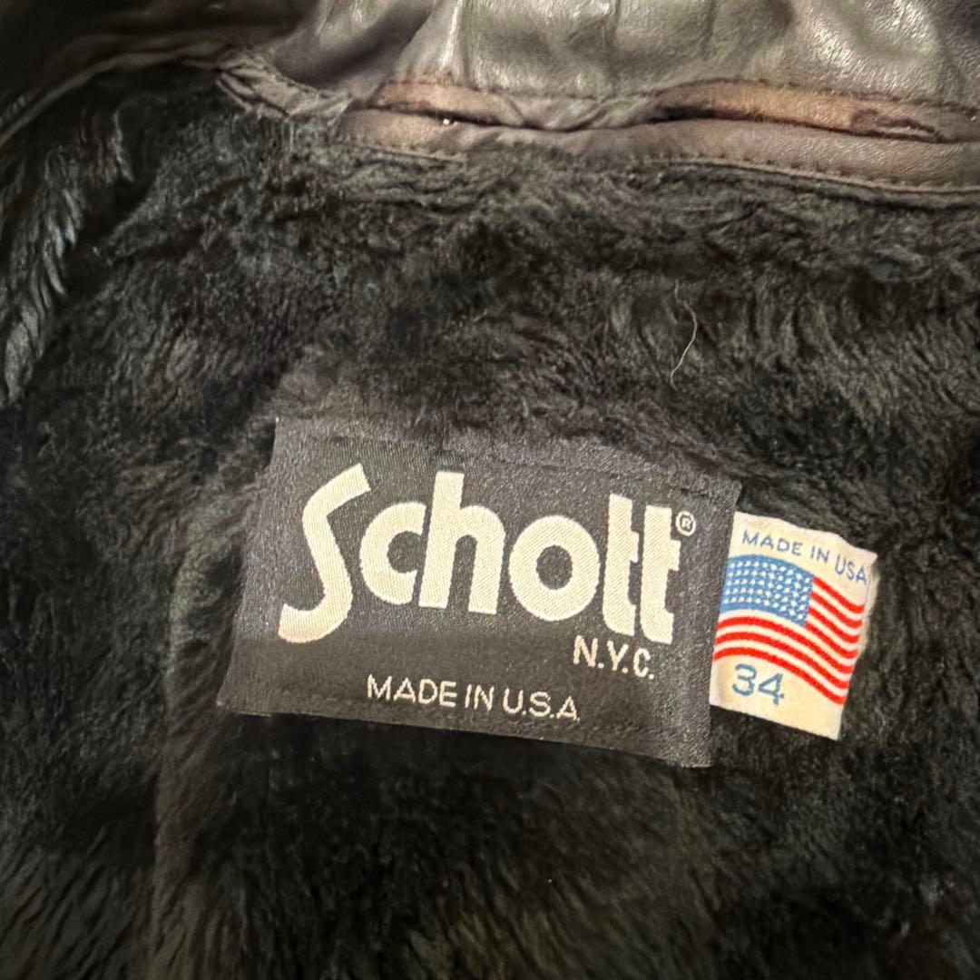 品番 Schott 643 レザー シングルライダース 34 ボアライナー