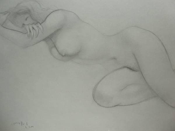 古沢岩美、デッサン 75、希少大判画集画、新品額装付、状態良好