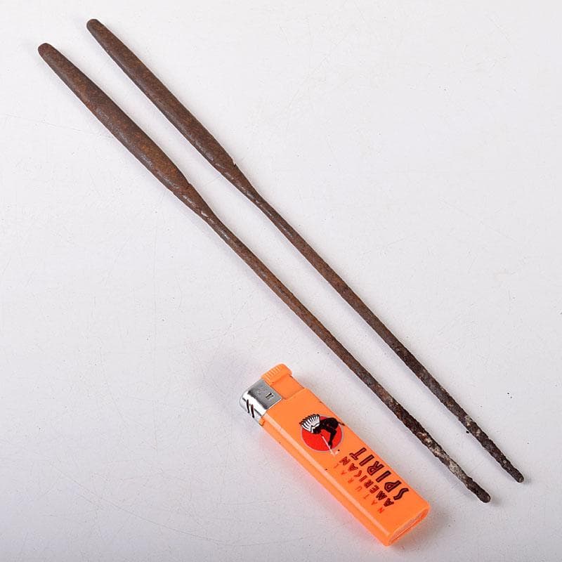 茶道具　鋳物師　金岡宗幸作　古鉄　火箸　共箱　C　R7754