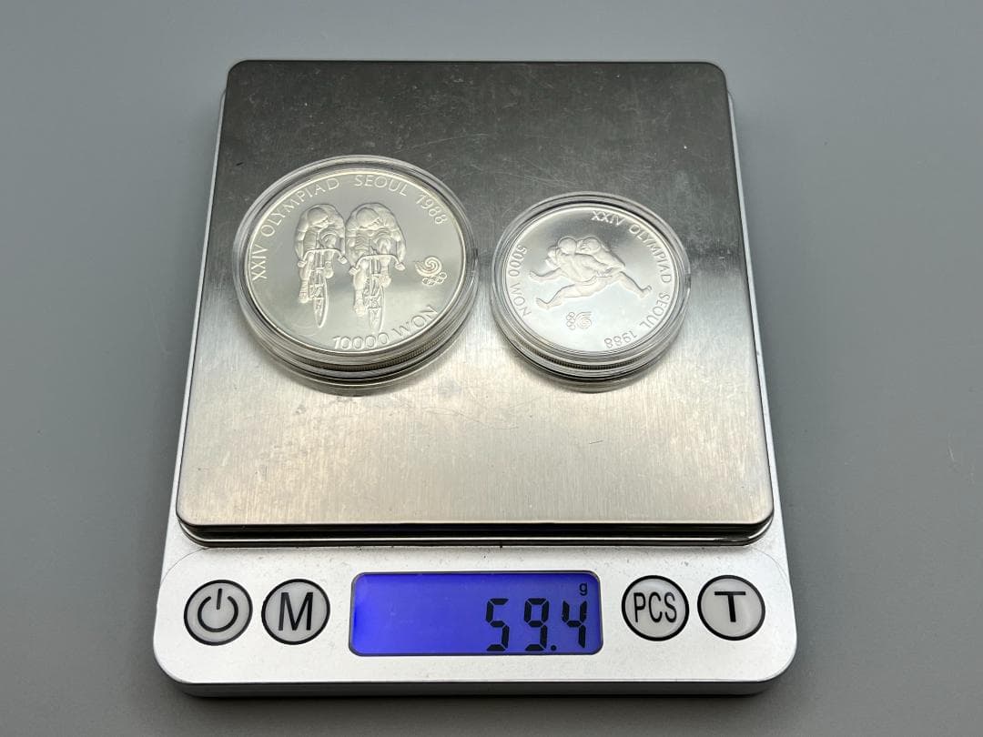 1988年 ソウルオリンピック 記念銀貨 2枚セット　重量約59ｇ(ケース込)