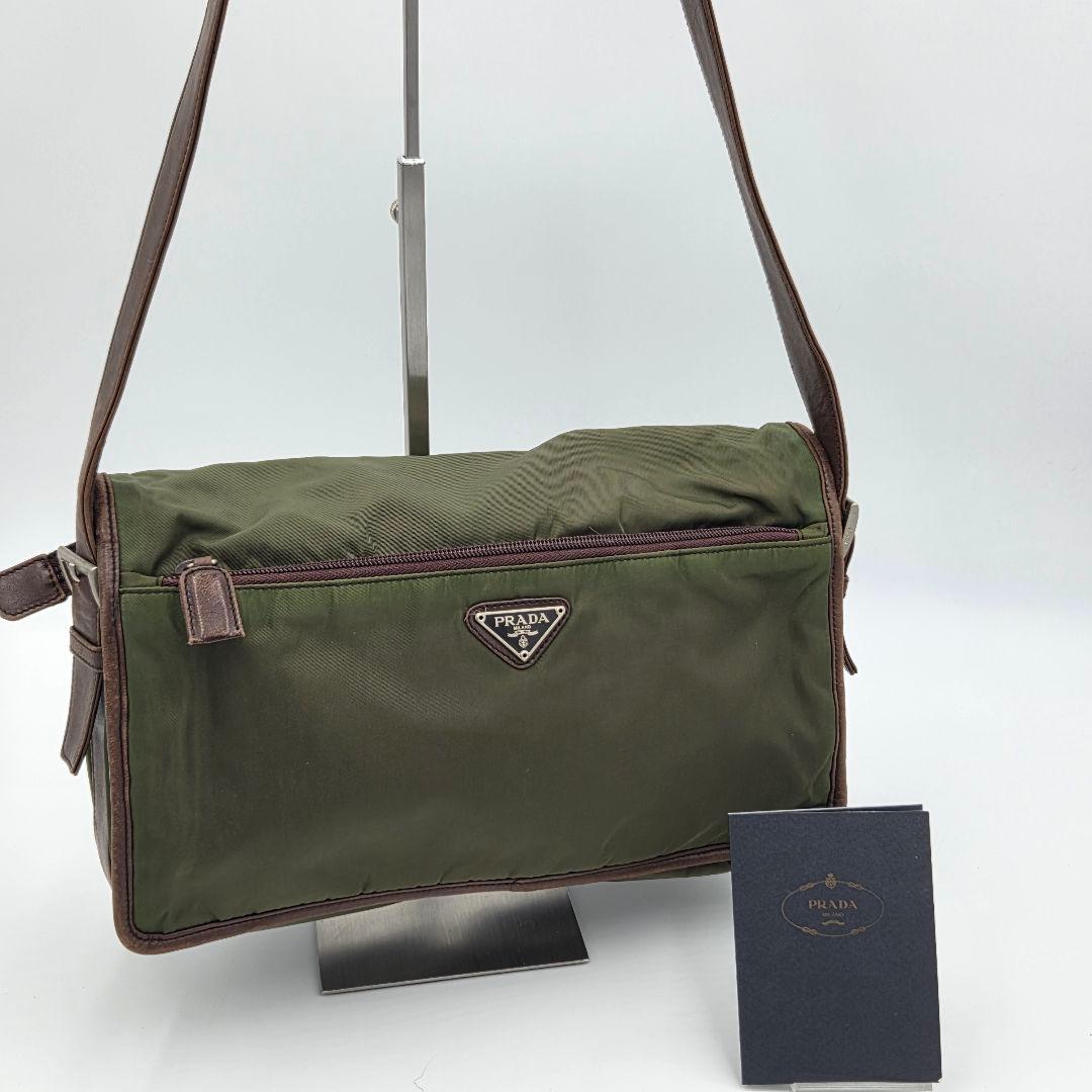 【良品】PRADA ナイロン ショルダーバッグ グリーン ヴィンテージ 肩掛け