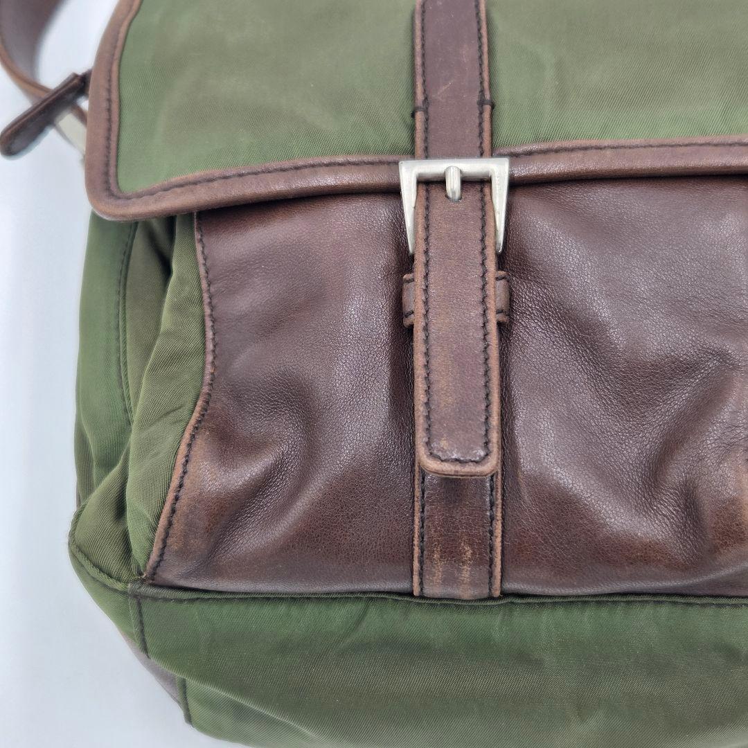 【良品】PRADA ナイロン ショルダーバッグ グリーン ヴィンテージ 肩掛け
