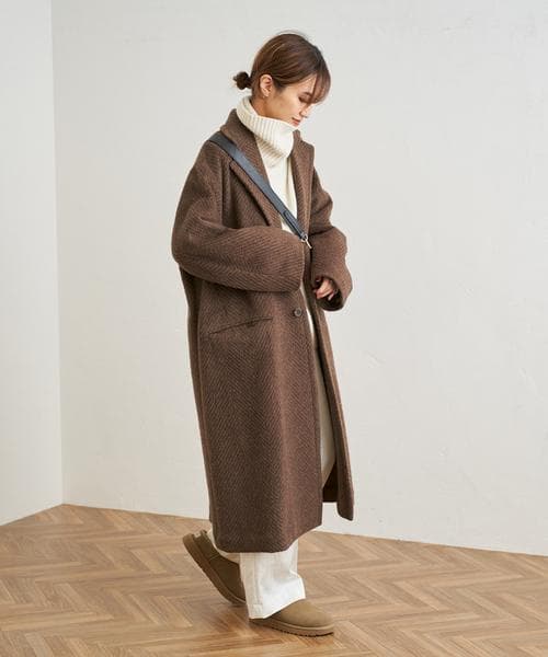 クチュールドアダム ヘリンボーン チェスターコート フレームワーク