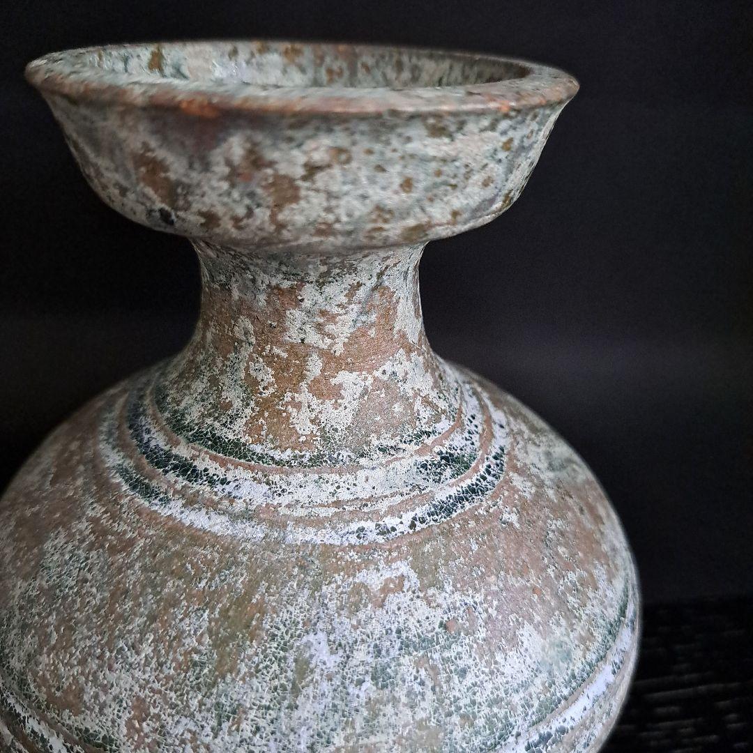 お値下げ中　　発掘品　中国古玩　緑釉銀化　古壺　　一世紀頃　漢時代