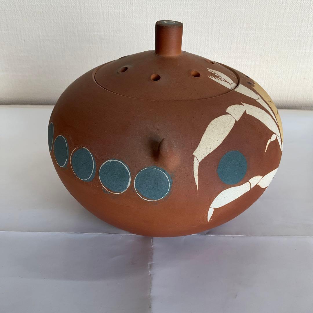 陶芸家　文化功労者、日本芸術院会員　今井政之作　象嵌彩窯変　蟹文香炉