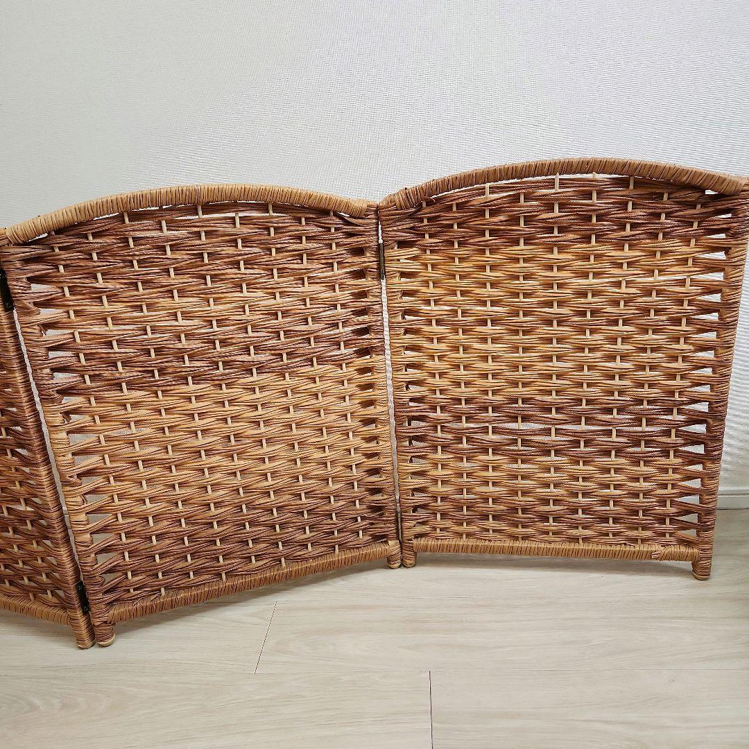 【2個セット】ペピー 軽量ついたてペットゲート ラタン調 折り畳みパーテーション