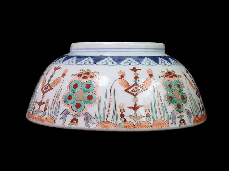 古伊万里　金襴手　牡丹に瓔珞紋の図　大鉢　B984AS-CWw