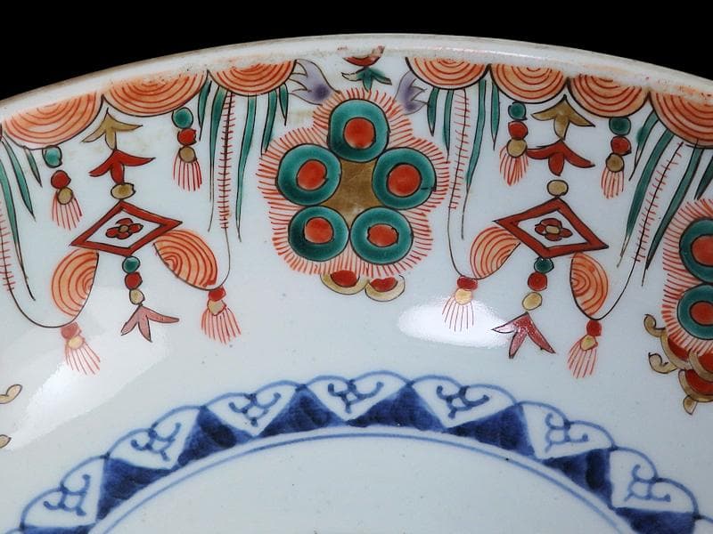 古伊万里　金襴手　牡丹に瓔珞紋の図　大鉢　B984AS-CWw