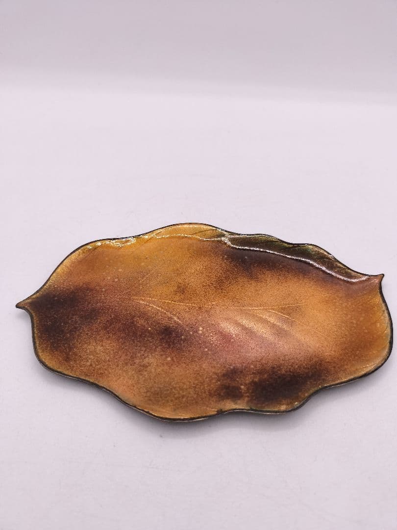 c597 銘々皿 七宝 木の葉 佐藤田保 木箱 茶道具 古物