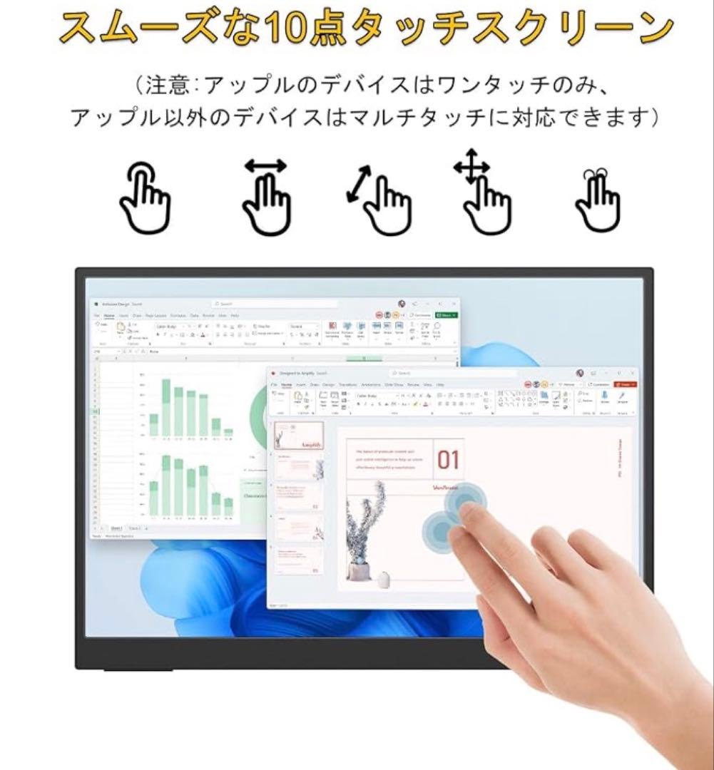 15.6インチ IPS HDR モバイルモニター　10点タッチ　美品