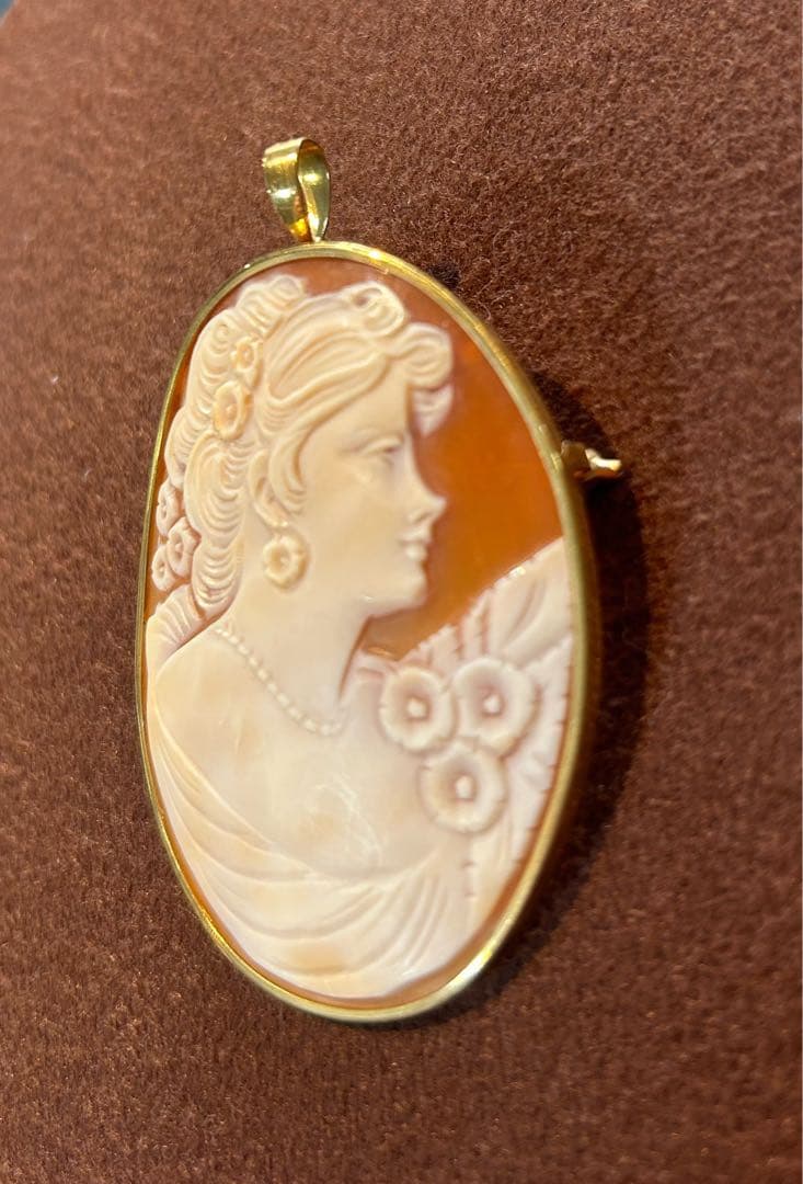 k18 カメオ　ブローチ　ペンダントトップ