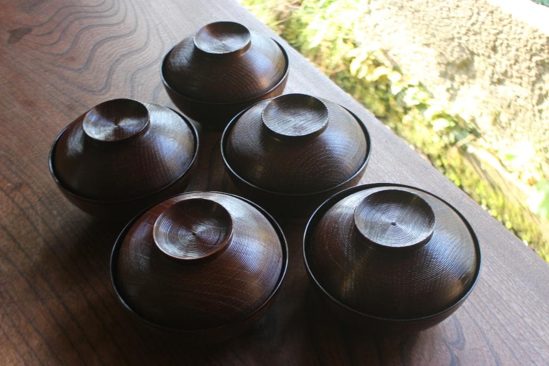 デッドストック！極上千筋糸目に優美な見返鶴蒔絵の煮物椀2点（検輪島塗蒔絵椀雑煮椀