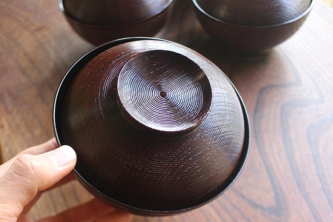 デッドストック！極上千筋糸目に優美な見返鶴蒔絵の煮物椀2点（検輪島塗蒔絵椀雑煮椀