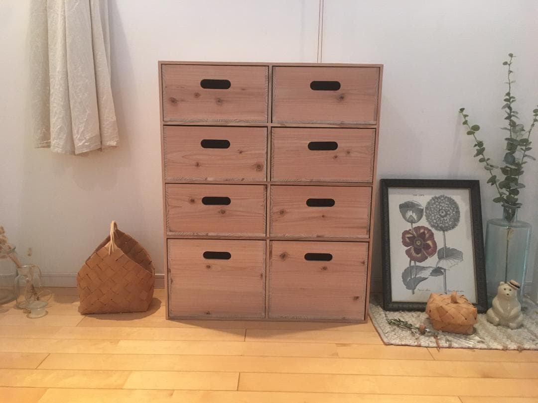 らんらん★送料無料★木製4段2列引き出し