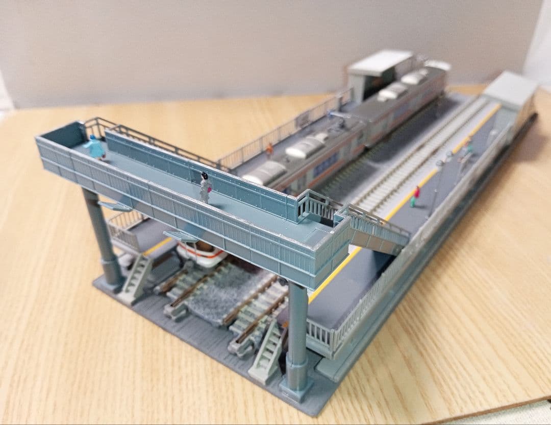 Nゲージ 対向式ホームセット（レール付き）ジオラマ