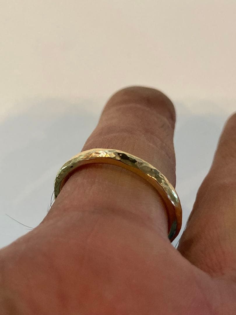 k18平甲丸槌目リング　鍛造　20号