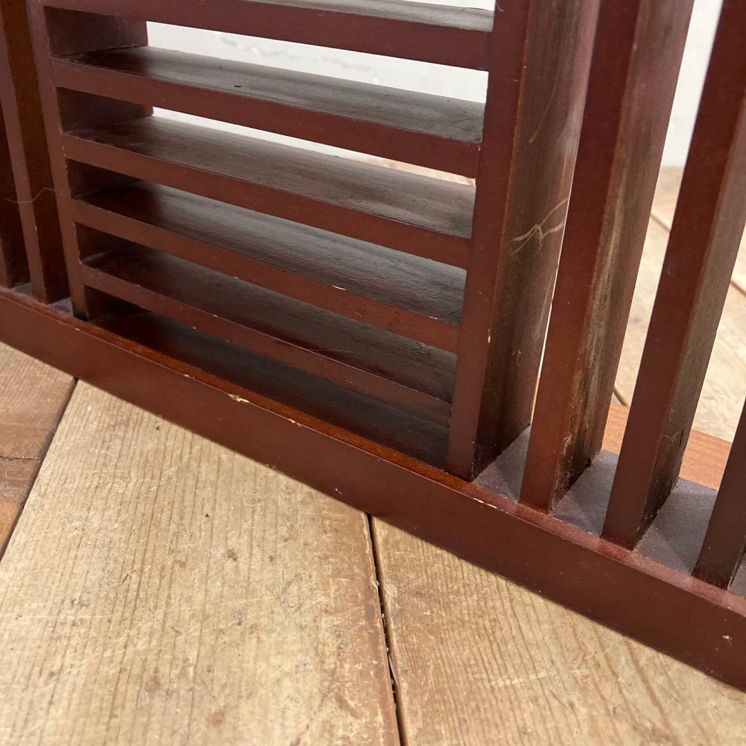 A-2 昭和レトロ 木製 CDラック 飾り棚 収納ラック 和モダン 格子デザイン