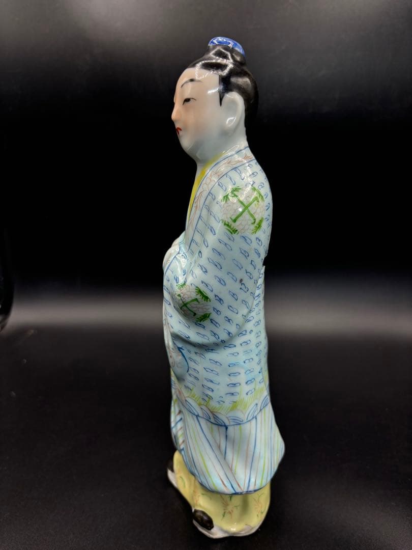 中国美術 古玩 色絵陶人形 陶器人形 高さ約25cm 置物 オブジェ 古董品