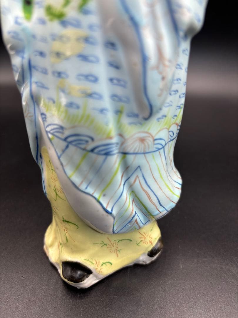 中国美術 古玩 色絵陶人形 陶器人形 高さ約25cm 置物 オブジェ 古董品