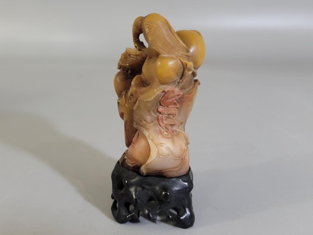 中国 古い 石彫刻 置物 台付