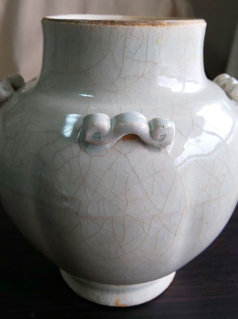 中国美術 宋 白磁 蓋付壺四耳壺 北宋時代(１２世紀後期)